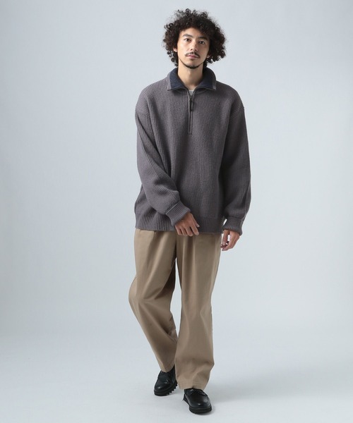 BAYFLOW(ベイフロー)の「ハーフジップ畦編みニット(ニット/セーター・メンズ・チャコール/ネイビー・MEDIUM/LARGE)」の4枚目の写真