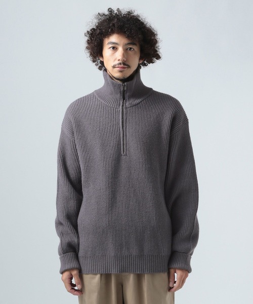 BAYFLOW(ベイフロー)の「ハーフジップ畦編みニット(ニット/セーター・メンズ・チャコール/ネイビー・MEDIUM/LARGE)」の9枚目の写真