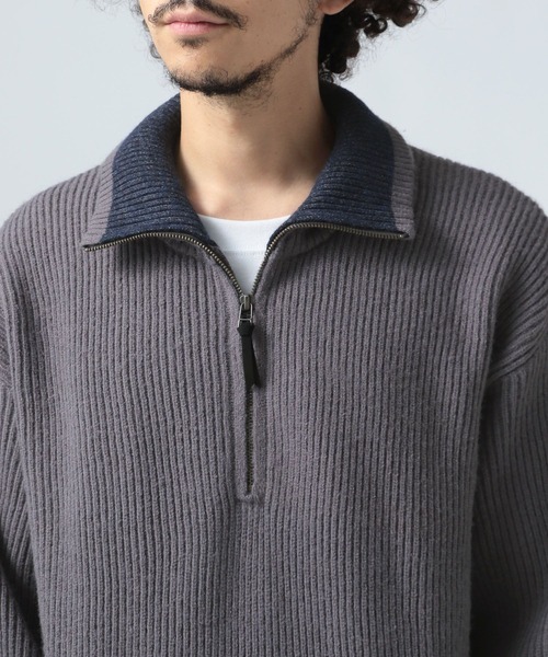BAYFLOW(ベイフロー)の「ハーフジップ畦編みニット(ニット/セーター・メンズ・チャコール/ネイビー・MEDIUM/LARGE)」の13枚目の写真