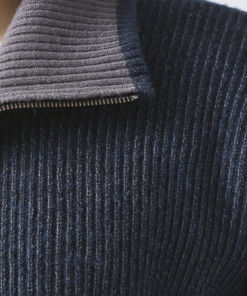 BAYFLOW(ベイフロー)の「ハーフジップ畦編みニット(ニット/セーター・メンズ・チャコール/ネイビー・MEDIUM/LARGE)」の19枚目の写真