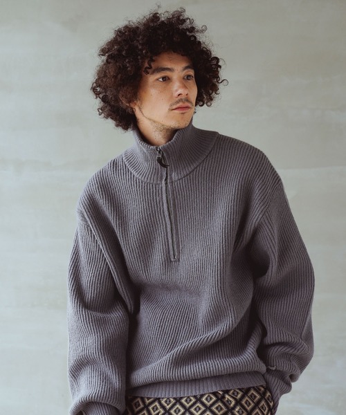 BAYFLOW(ベイフロー)の「ハーフジップ畦編みニット(ニット/セーター・メンズ・チャコール/ネイビー・MEDIUM/LARGE)」の20枚目の写真