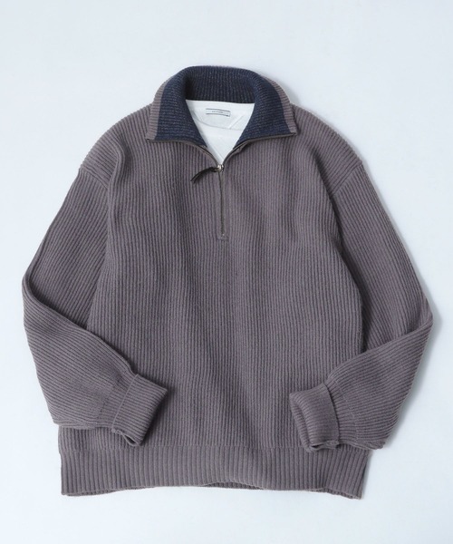 BAYFLOW(ベイフロー)の「ハーフジップ畦編みニット(ニット/セーター・メンズ・チャコール/ネイビー・MEDIUM/LARGE)」の3枚目の写真