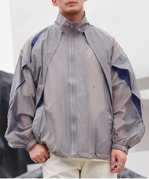 ROOPTOKYO（ループトウキョウ）の「▲DEFORMATION DESIGN JACKET/変形 デザインナイロンジャケット レイヤード Y2K（ナイロンジャケット・メンズ・ホワイト/グレー・M/XL/L）」の6枚目の写真