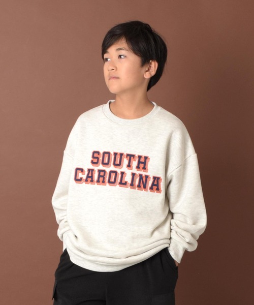 GLAZOS（グラソス）の「【あったか】裏起毛・フロントグラフィック刺繍トレーナー（スウェット・キッズ・オートミール/グレー/ネイビー・150cm/160cm/170cm/140cm）」の2枚目の写真