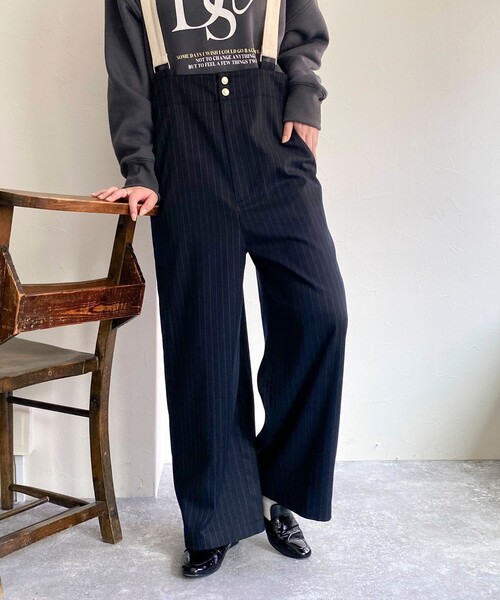 fredy emue（フレディエミュ）の「サスペンダー付きオーバーパンツ（サロペット/オーバーオール・レディース・ブラック系その他3/ブルー系その他7・38）」の7枚目の写真