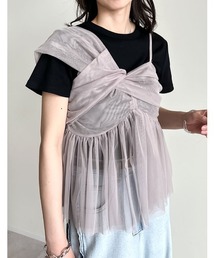 Re:EDIT | [新色追加][販売枚数1万枚突破][お気に入り登録数8万]ソフトチュールアシンメトリーデザインキャミソールトップス(キャミソール)