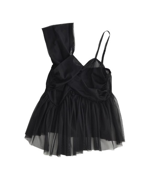 Re:EDIT（リエディ）の「[販売枚数2.6万枚突破][お気に入り登録数8万]ソフトチュールアシンメトリーデザインキャミソールトップス（キャミソール・レディース・グレー/ブラック/ホワイト系/グレイッシュベージュ・LARGE/MEDIUM）」の10枚目の写真