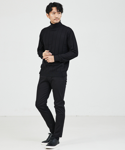 ABAHOUSE GRAY(アバハウスグレイ)の「【カシミアタッチ】シャドーストライプ タートルネック ニット(ニット/セーター・メンズ・グレイッシュベージュ/ブラック/ブルー/ホワイト・48/46)」の15枚目の写真