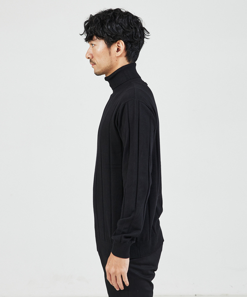 ABAHOUSE GRAY(アバハウスグレイ)の「【カシミアタッチ】シャドーストライプ タートルネック ニット(ニット/セーター・メンズ・グレイッシュベージュ/ブラック/ブルー/ホワイト・48/46)」の14枚目の写真