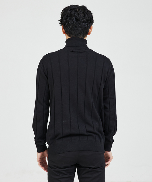 ABAHOUSE GRAY(アバハウスグレイ)の「【カシミアタッチ】シャドーストライプ タートルネック ニット(ニット/セーター・メンズ・グレイッシュベージュ/ブラック/ブルー/ホワイト・48/46)」の13枚目の写真