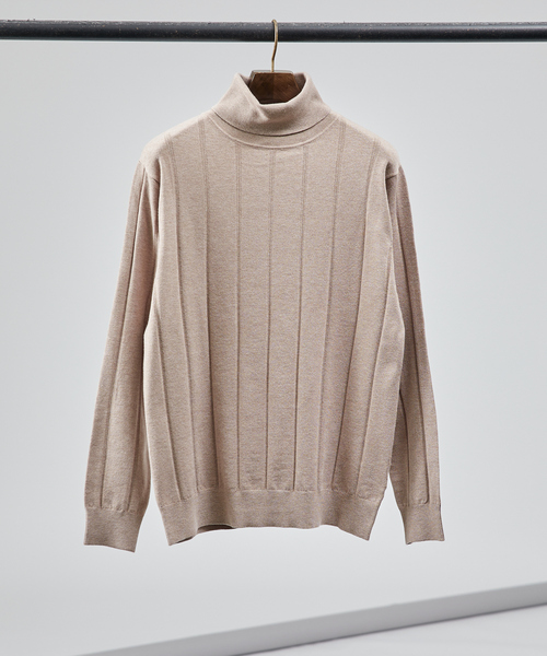 ABAHOUSE GRAY(アバハウスグレイ)の「【カシミアタッチ】シャドーストライプ タートルネック ニット(ニット/セーター・メンズ・グレイッシュベージュ/ブラック/ブルー/ホワイト・48/46)」の20枚目の写真