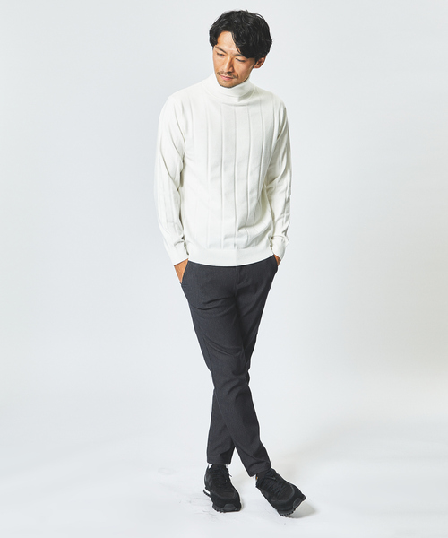 ABAHOUSE GRAY(アバハウスグレイ)の「【カシミアタッチ】シャドーストライプ タートルネック ニット(ニット/セーター・メンズ・グレイッシュベージュ/ブラック/ブルー/ホワイト・48/46)」の18枚目の写真