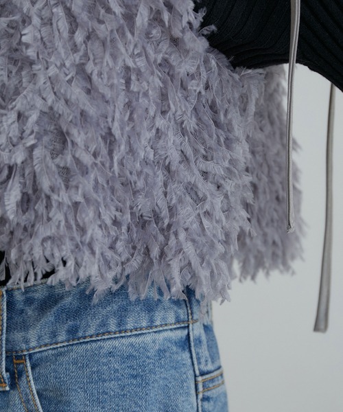 VIS（ビス）の「フェザーライクフリンジキャミソール（キャミソール・レディース・キナリ/グレー・FREE）」の14枚目の写真