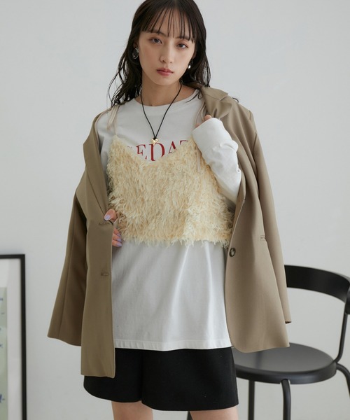 VIS（ビス）の「フェザーライクフリンジキャミソール（キャミソール