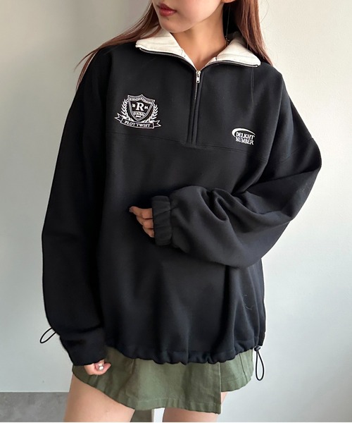 apres jour mignon（アプレジュールミニョン）の「ハーフジップスウェット【ZOZOTOWN限定アイテム】（スウェット・レディース・ナチュラル/ブラック/ネイビー・X-LARGE/フリー）」の6枚目の写真