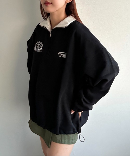 apres jour mignon(アプレジュールミニョン)の「ハーフジップスウェット【ZOZOTOWN限定アイテム】(スウェット・レディース・ナチュラル/ブラック/ネイビー・X-LARGE/フリー)」の7枚目の写真