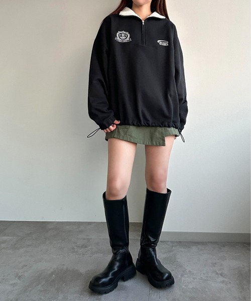 apres jour mignon（アプレジュールミニョン）の「ハーフジップスウェット【ZOZOTOWN限定アイテム】（スウェット・レディース・ナチュラル/ブラック/ネイビー・X-LARGE/フリー）」の9枚目の写真