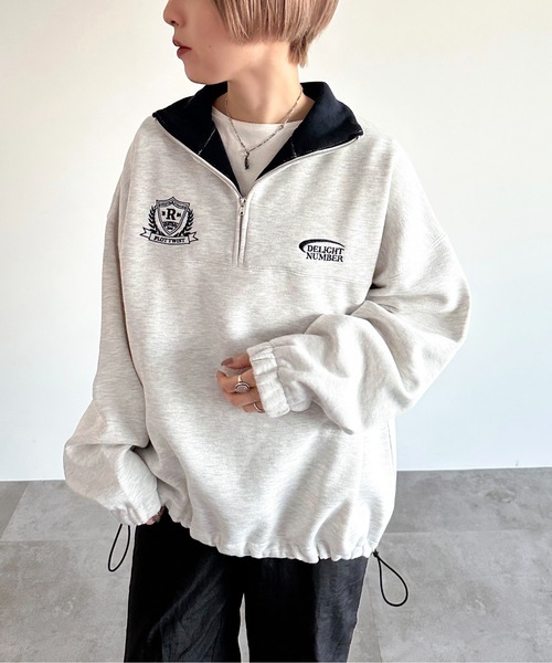 apres jour mignon（アプレジュールミニョン）の「ハーフジップスウェット【ZOZOTOWN限定アイテム】（スウェット・レディース・ナチュラル/ブラック/ネイビー・X-LARGE/フリー）」の14枚目の写真