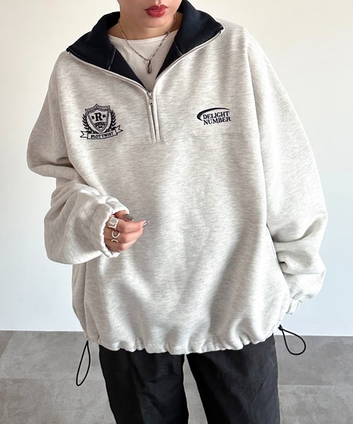 apres jour mignon（アプレジュールミニョン）の「ハーフジップスウェット【ZOZOTOWN限定アイテム】（スウェット・レディース・ナチュラル/ブラック/ネイビー・X-LARGE/フリー）」の15枚目の写真