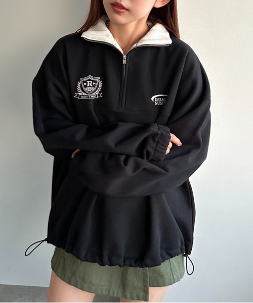 apres jour mignon(アプレジュールミニョン)の「ハーフジップスウェット【ZOZOTOWN限定アイテム】(スウェット・レディース・ナチュラル/ブラック/ネイビー・X-LARGE/フリー)」の5枚目の写真