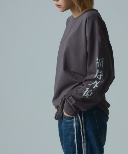 福寿外貌(フクジュガイボウ)の「【福寿外貌】オリジナルロゴロンT(Tシャツ/カットソー・レディース・ライトブルー/チャコールグレー/ホワイト/ライトグレー・フリー)」の9枚目の写真