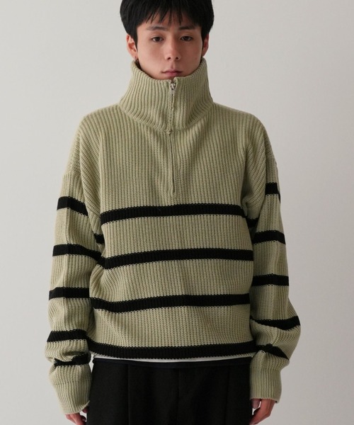 Bargiee（バージー）の「PANAP HALF ZIP KNIT（ニット/セーター・メンズ・ライトグリーン/ライトブルー/グレー・FREE）」の3枚目の写真