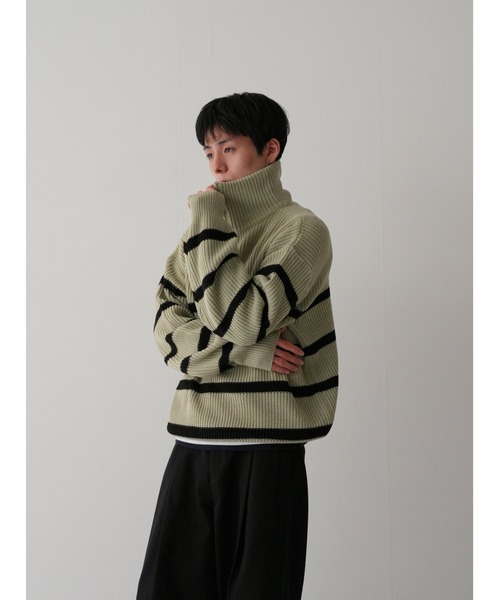 Bargiee（バージー）の「PANAP HALF ZIP KNIT（ニット/セーター・メンズ・ライトグリーン/ライトブルー/グレー・FREE）」の16枚目の写真