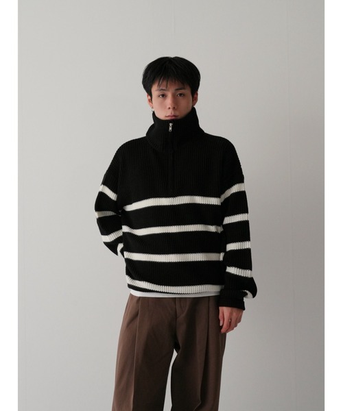 Bargiee（バージー）の「PANAP HALF ZIP KNIT（ニット/セーター・メンズ・ライトグリーン/ライトブルー/グレー・FREE）」の4枚目の写真