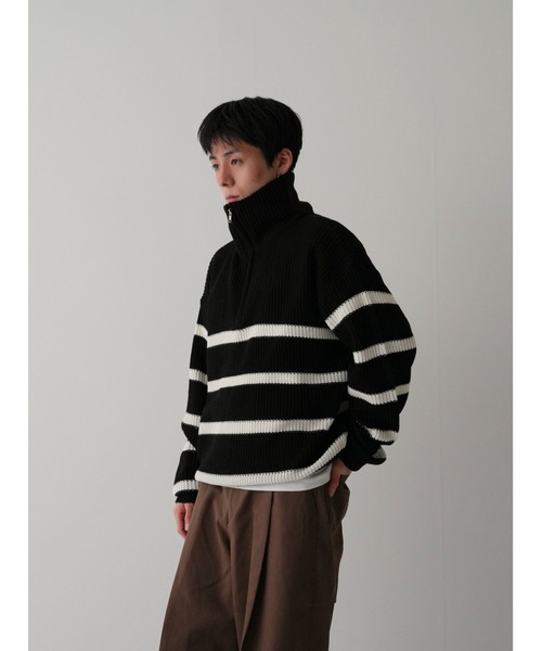 Bargiee（バージー）の「PANAP HALF ZIP KNIT（ニット/セーター・メンズ・ライトグリーン/ライトブルー/グレー・FREE）」の5枚目の写真