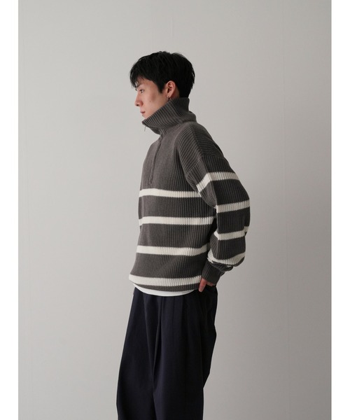 Bargiee（バージー）の「PANAP HALF ZIP KNIT（ニット/セーター・メンズ・ライトグリーン/ライトブルー/グレー・FREE）」の8枚目の写真