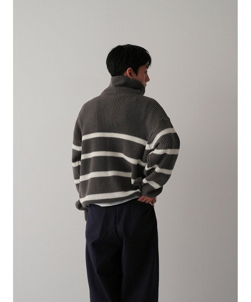 Bargiee（バージー）の「PANAP HALF ZIP KNIT（ニット/セーター・メンズ・ライトグリーン/ライトブルー/グレー・FREE）」の9枚目の写真