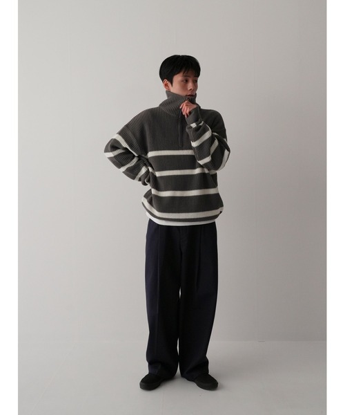 Bargiee（バージー）の「PANAP HALF ZIP KNIT（ニット/セーター・メンズ・ライトグリーン/ライトブルー/グレー・FREE）」の10枚目の写真