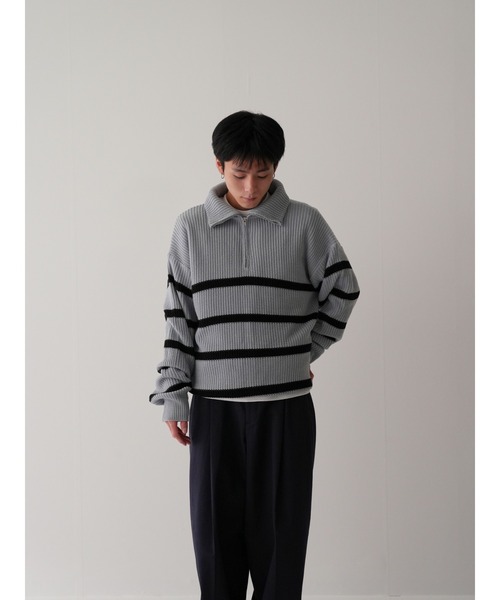 Bargiee（バージー）の「PANAP HALF ZIP KNIT（ニット/セーター・メンズ・ライトグリーン/ライトブルー/グレー・FREE）」の14枚目の写真
