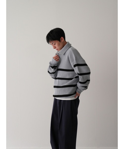 Bargiee（バージー）の「PANAP HALF ZIP KNIT（ニット/セーター・メンズ・ライトグリーン/ライトブルー/グレー・FREE）」の12枚目の写真