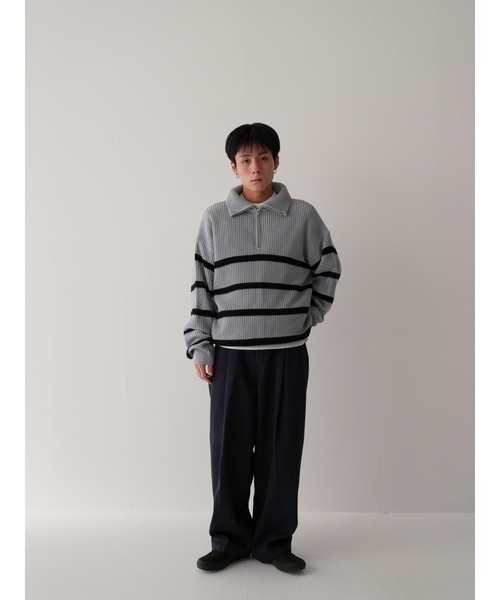 Bargiee（バージー）の「PANAP HALF ZIP KNIT（ニット/セーター・メンズ・ライトグリーン/ライトブルー/グレー・FREE）」の15枚目の写真