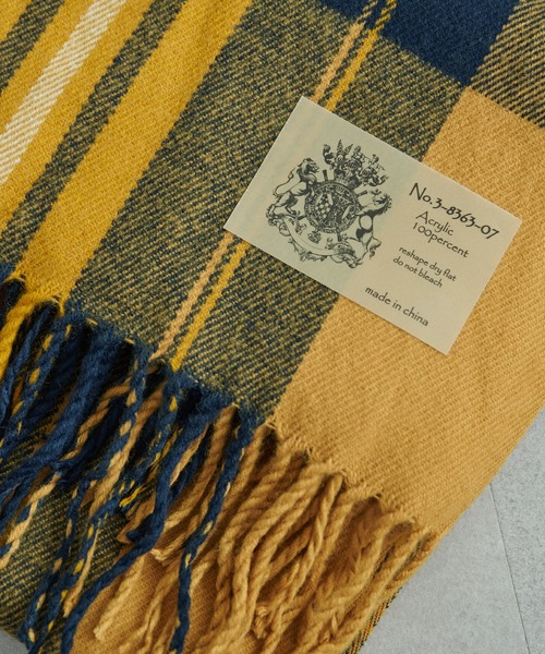 DISCOAT（ディスコート）の「チェック大判ストール（ストール/ショール・レディース・ピンクベージュ/ブラウン/イエロー/ネイビー/モカ/ブルー/キャメル・FREE）」の16枚目の写真