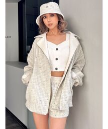 GYDA | ラインスリーブツイードBIGライダースジャケット(ライダースジャケット)