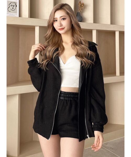 GYDA(ジェイダ)の「ラインスリーブツイードBIGライダースジャケット(ライダースジャケット・レディース・ベージュ/オフホワイト/ブラック・FREE)」の8枚目の写真