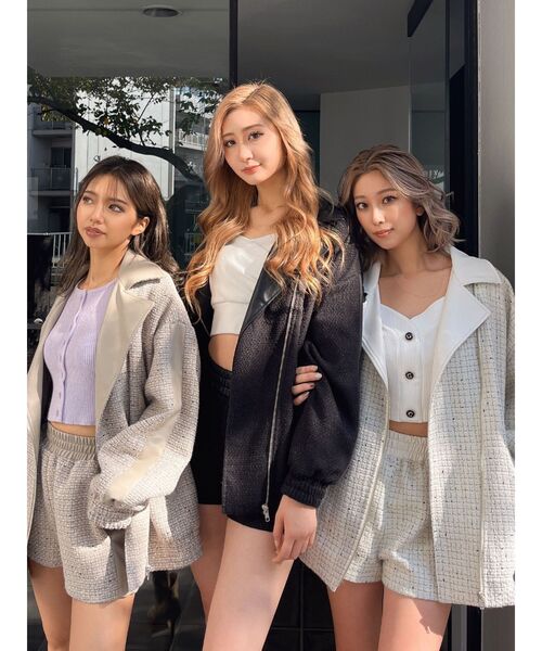 GYDA(ジェイダ)の「ラインスリーブツイードBIGライダースジャケット(ライダースジャケット・レディース・ベージュ/オフホワイト/ブラック・FREE)」の17枚目の写真