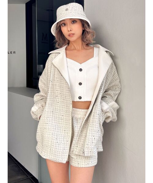 GYDA(ジェイダ)の「ラインスリーブツイードBIGライダースジャケット(ライダースジャケット・レディース・ベージュ/オフホワイト/ブラック・FREE)」の19枚目の写真