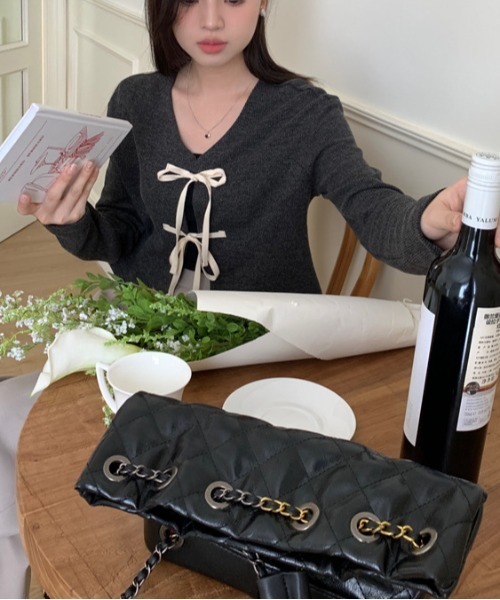 LAC-VERT（ラック・ヴェール）の「クロップドリボンカーディガン（カーディガン/ボレロ・レディース・グリーン/ダークグレー/ピンク・FREE）」の18枚目の写真