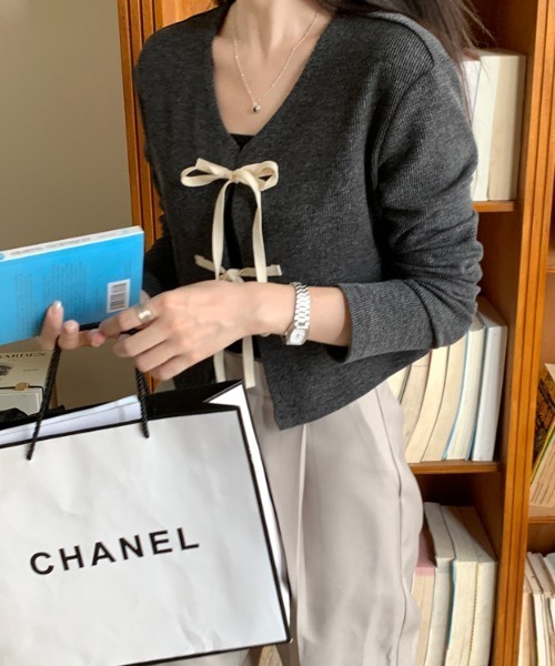 セール】クロップドリボンカーディガン（カーディガン/ボレロ）｜LAC