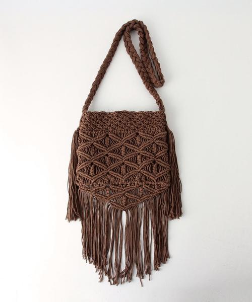 Another Edition(アナザーエディション)の「 マクラメショルダーバック/AE Macrame SHLD◆(ショルダーバッグ・レディース・オフホワイト/ブラウン・フリー)」の2枚目の写真