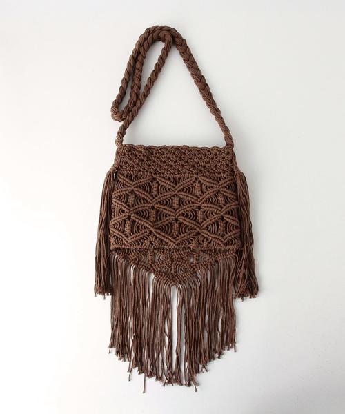 Another Edition(アナザーエディション)の「 マクラメショルダーバック/AE Macrame SHLD◆(ショルダーバッグ・レディース・オフホワイト/ブラウン・フリー)」の3枚目の写真