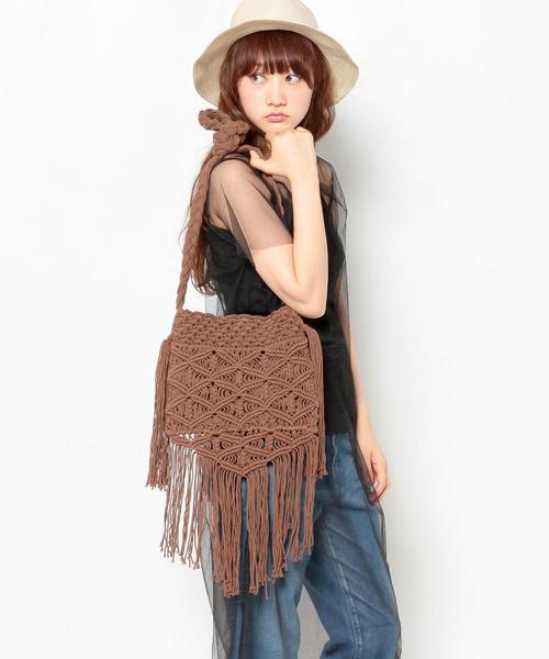 Another Edition(アナザーエディション)の「 マクラメショルダーバック/AE Macrame SHLD◆(ショルダーバッグ・レディース・オフホワイト/ブラウン・フリー)」の7枚目の写真