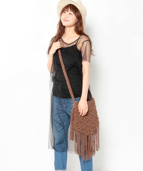 Another Edition(アナザーエディション)の「 マクラメショルダーバック/AE Macrame SHLD◆(ショルダーバッグ・レディース・オフホワイト/ブラウン・フリー)」の8枚目の写真