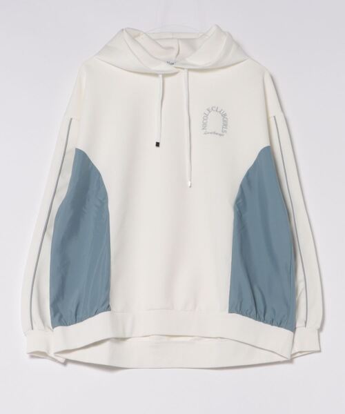 NICOLE CLUB（ニコル　クラブ）の「異素材ドッキングフーディー（パーカー・レディース・グレー/オフホワイト/チャコールグレー・FREE）」の14枚目の写真