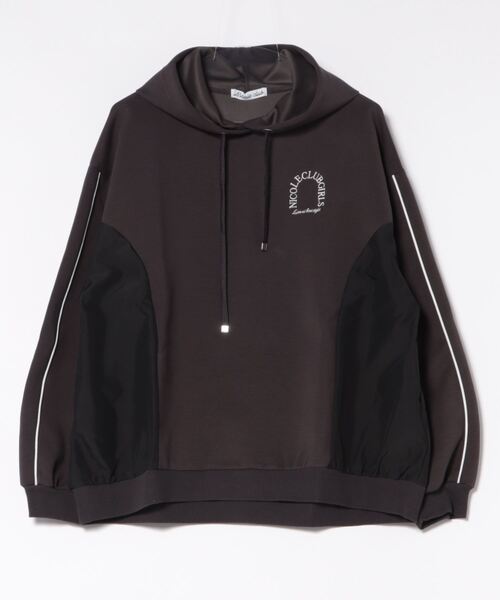 NICOLE CLUB（ニコル　クラブ）の「異素材ドッキングフーディー（パーカー・レディース・グレー/オフホワイト/チャコールグレー・FREE）」の8枚目の写真