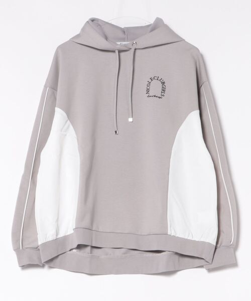 NICOLE CLUB（ニコル　クラブ）の「異素材ドッキングフーディー（パーカー・レディース・グレー/オフホワイト/チャコールグレー・FREE）」の11枚目の写真