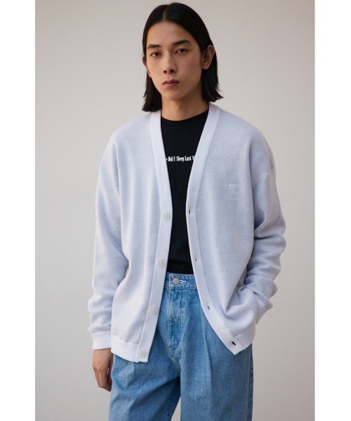AZUL by moussy（アズールバイマウジー）の「バックロゴジャガードカーディガン（カーディガン/ボレロ・メンズ・ホワイト/ブラック・MEDIUM/LARGE）」の3枚目の写真